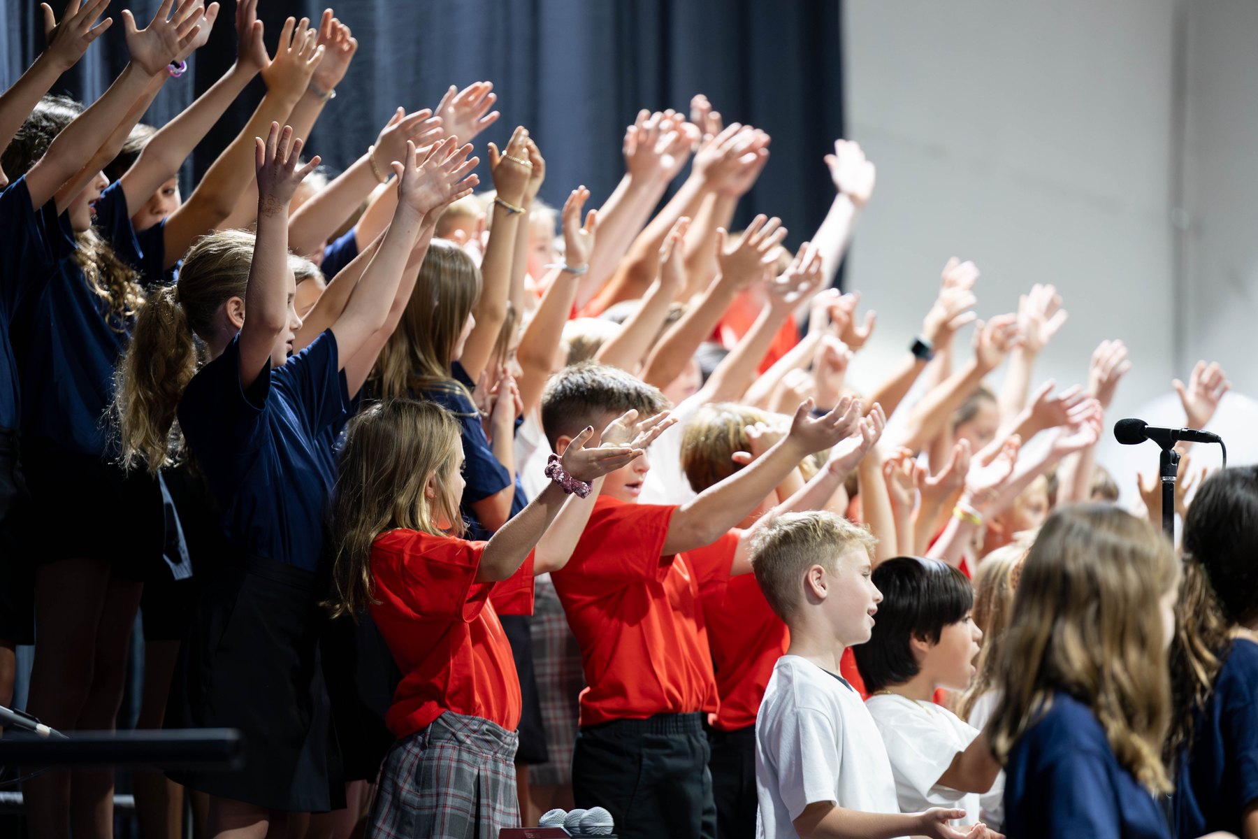 Students learning together through music